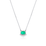 Marrow Fine Jewelry Emerald Oval White Diamonds Spray Sunrise Choker [White Gold]