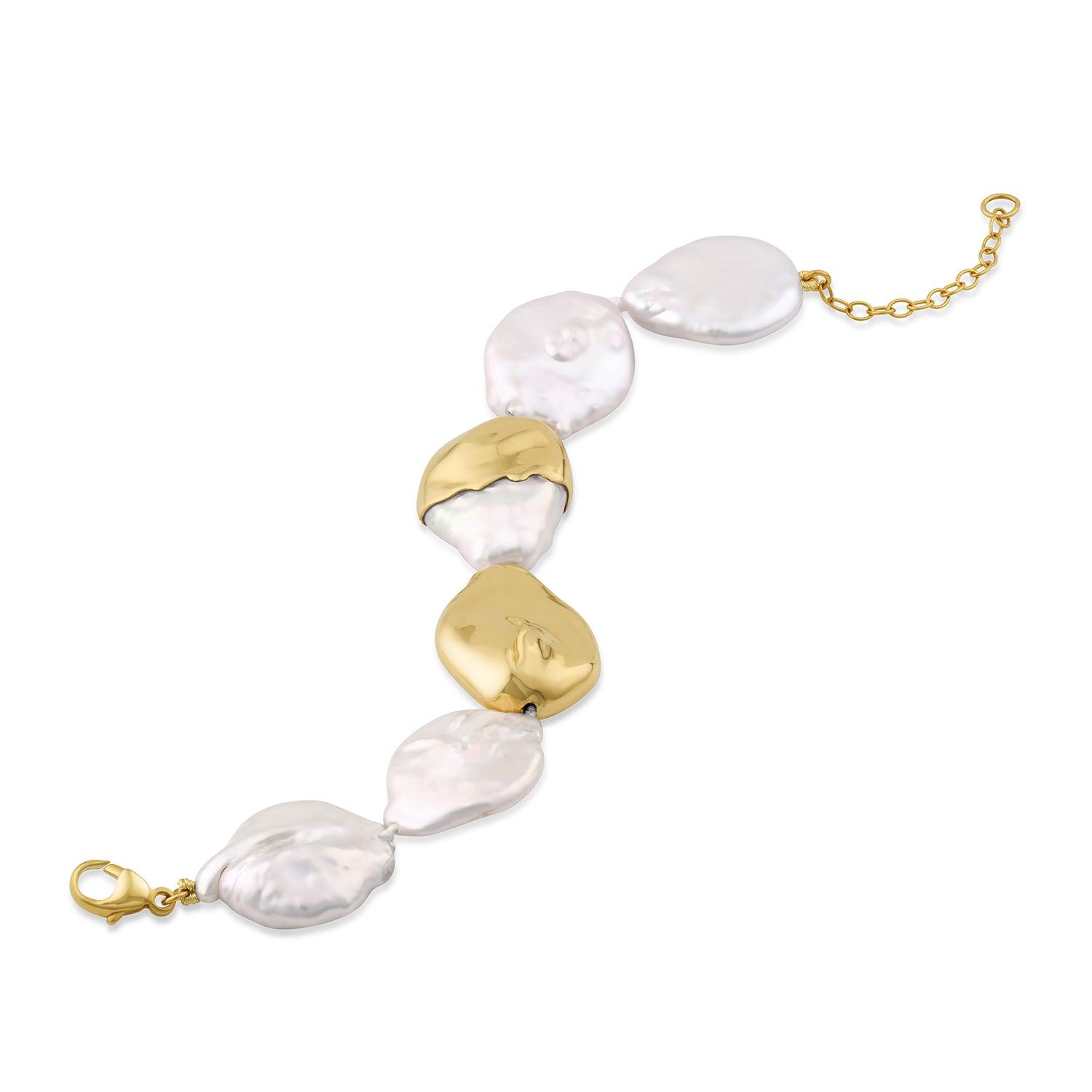 Gold-Dipped Baroque Pearl Bracelet - Marrow Fine [Yellow Gold]