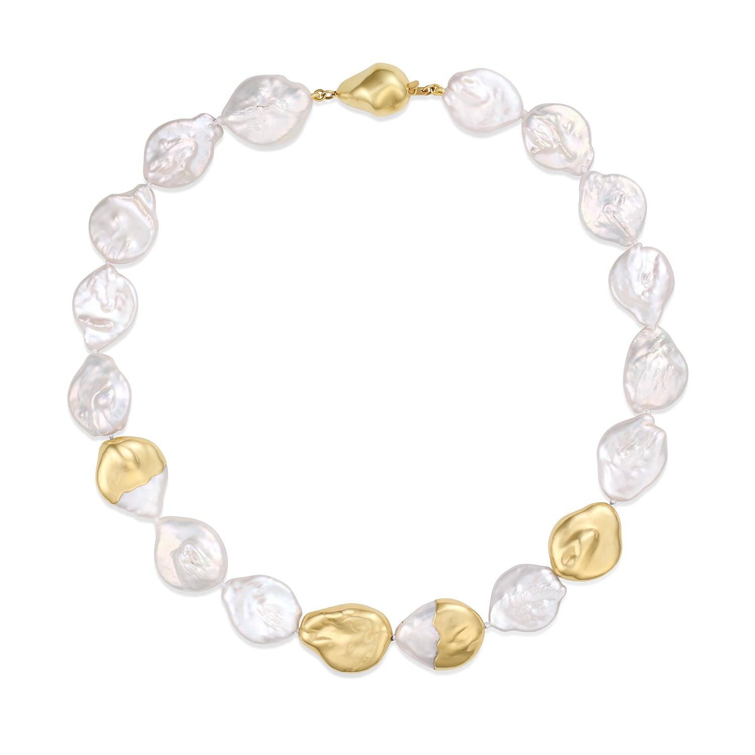 Gold-Dipped Baroque Pearl Choker [Yellow Gold]