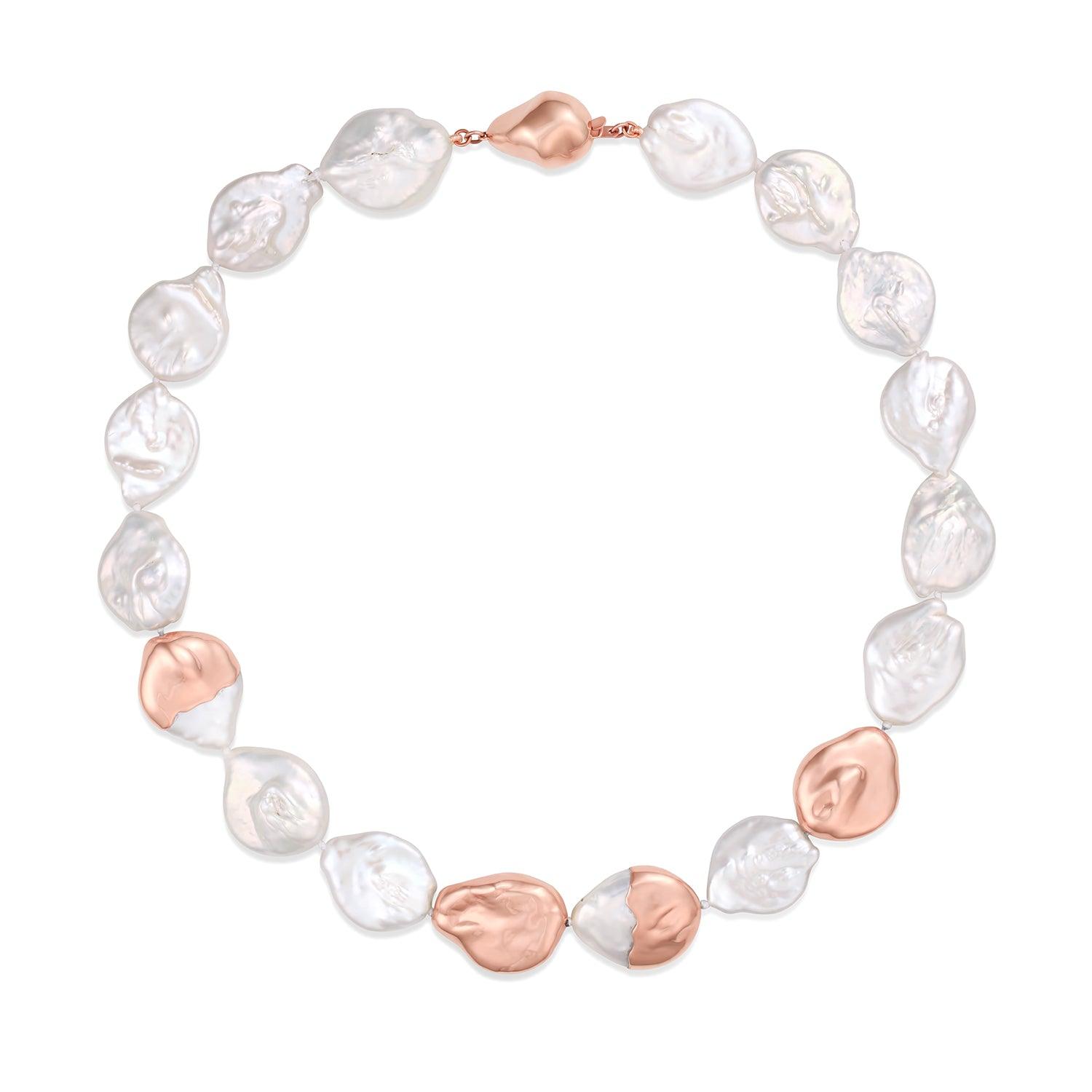 Gold-Dipped Baroque Pearl Choker [Rose Gold]