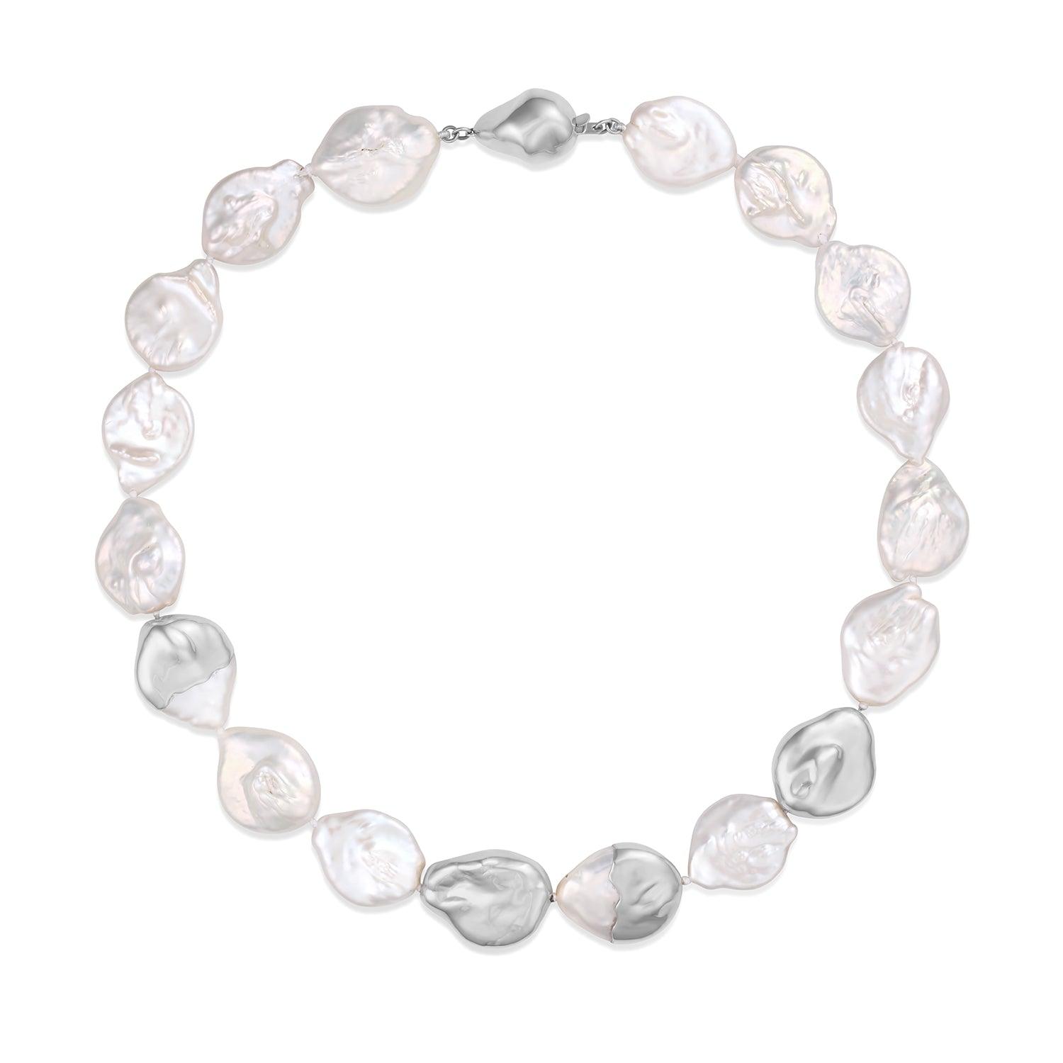 Gold-Dipped Baroque Pearl Choker [White Gold]