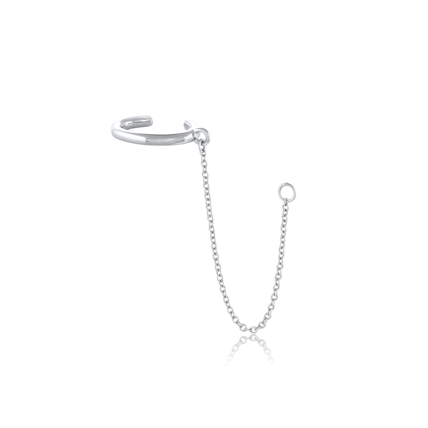 Marrow Fine Jewelry Solid Gold Everyday Ear Cuff And Chain [White Gold]