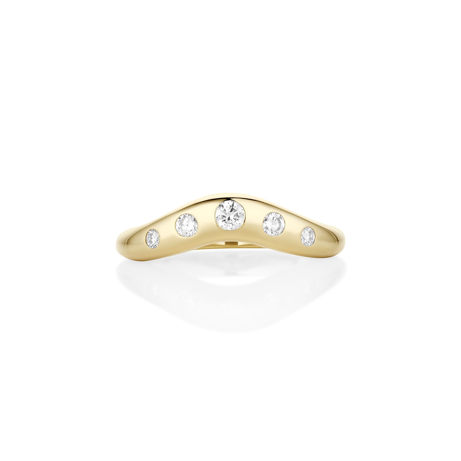 White Diamond Bombé Band [Yellow Gold]