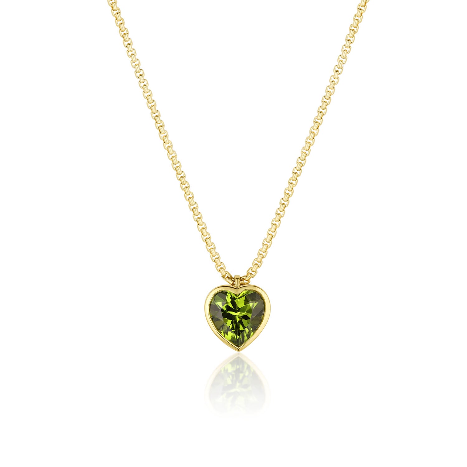 Peridot Heart Pendant Necklace [front view]