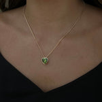 Peridot Heart Pendant Necklace [on neck]