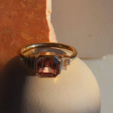 2.03ct Peach Sapphire and Diamond Baguette Ring - Marrow Fine