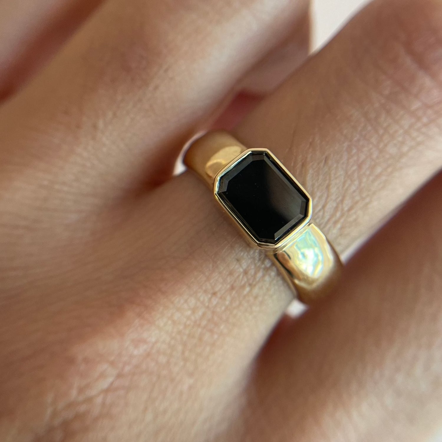 1.36ct Bezel Cigar Black Diamond Pinky Ring - Marrow Fine