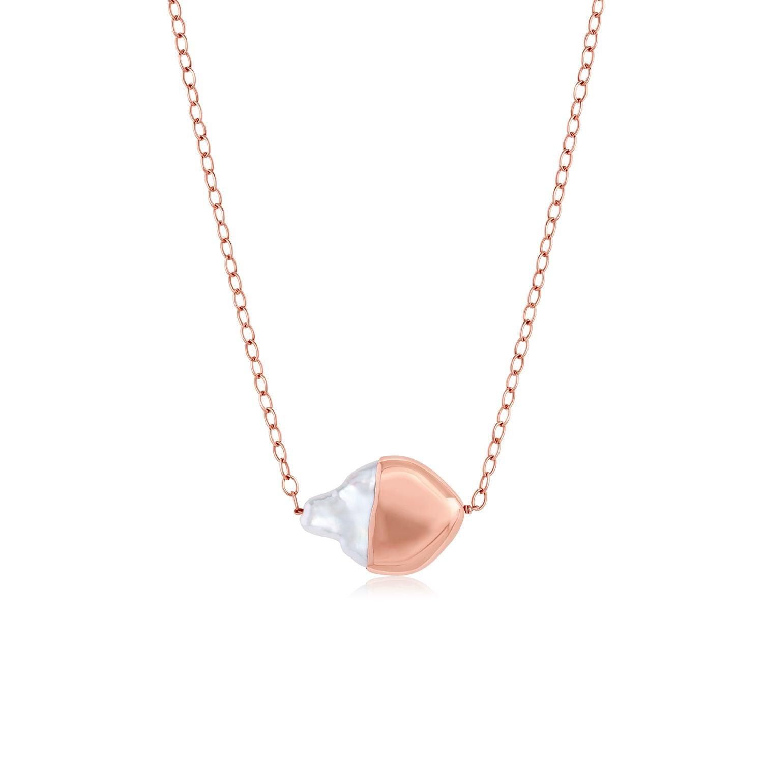 Single Gold-Dipped Pearl Choker [Rose Gold]