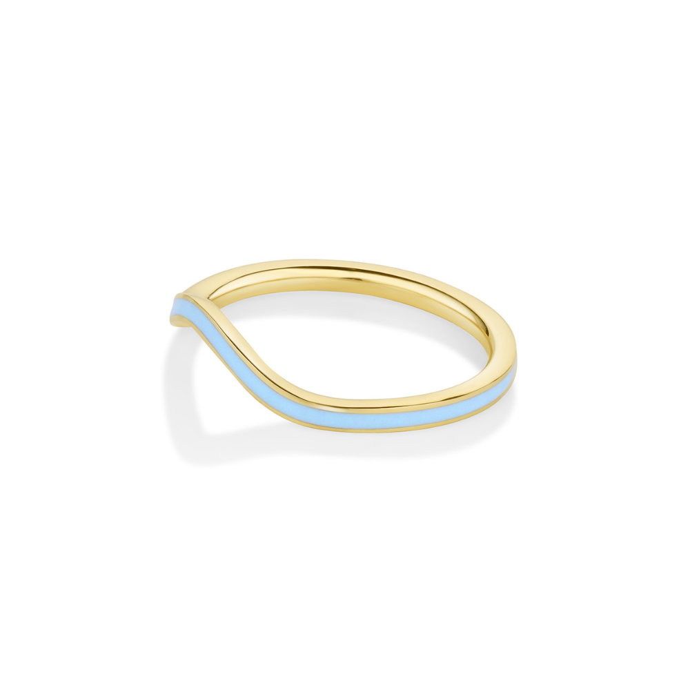 Something Blue Enamel Wave Band [Yellow Gold side]