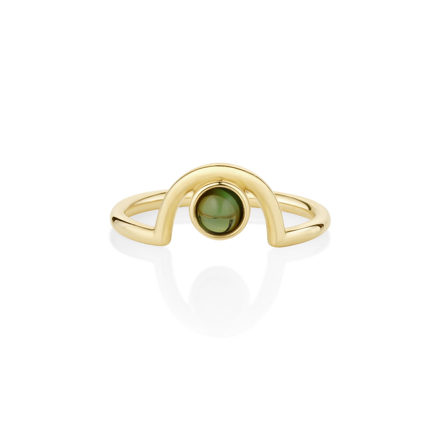 Tourmaline Cabochon Arch Band - October [Yellow Gold]