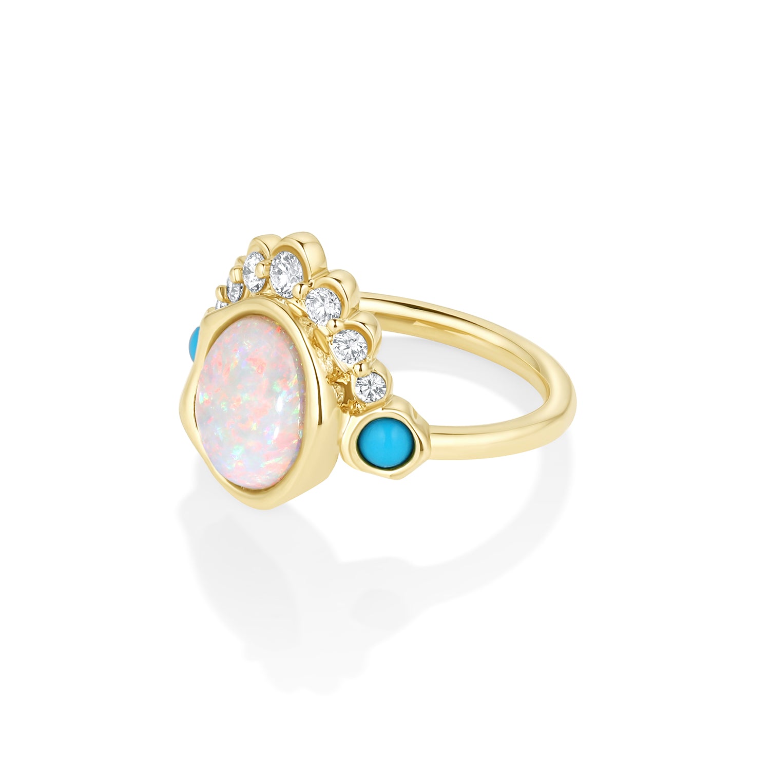 The Mary Opal Abstract Bezel Ring side view