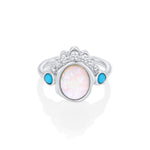 The Mary Opal Abstract Bezel Ring [white gold]