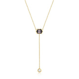 Tourmaline & Old Mine White Diamond Lariat - Marrow Fine