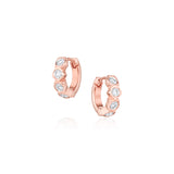 White Diamond Abstract Bezel Huggie Earrings [rose gold]