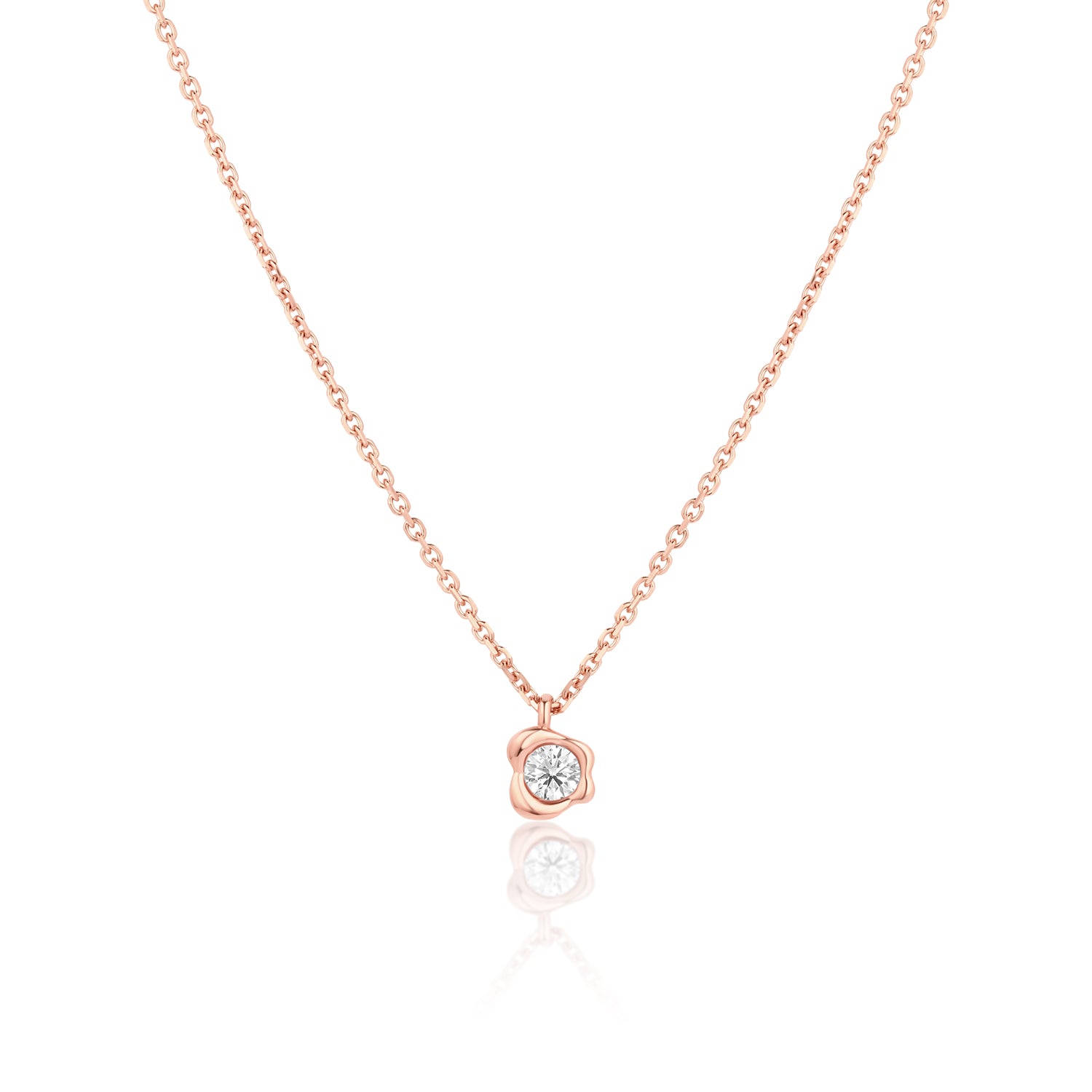 White Diamond Abstract Bezel Necklace [rose gold]