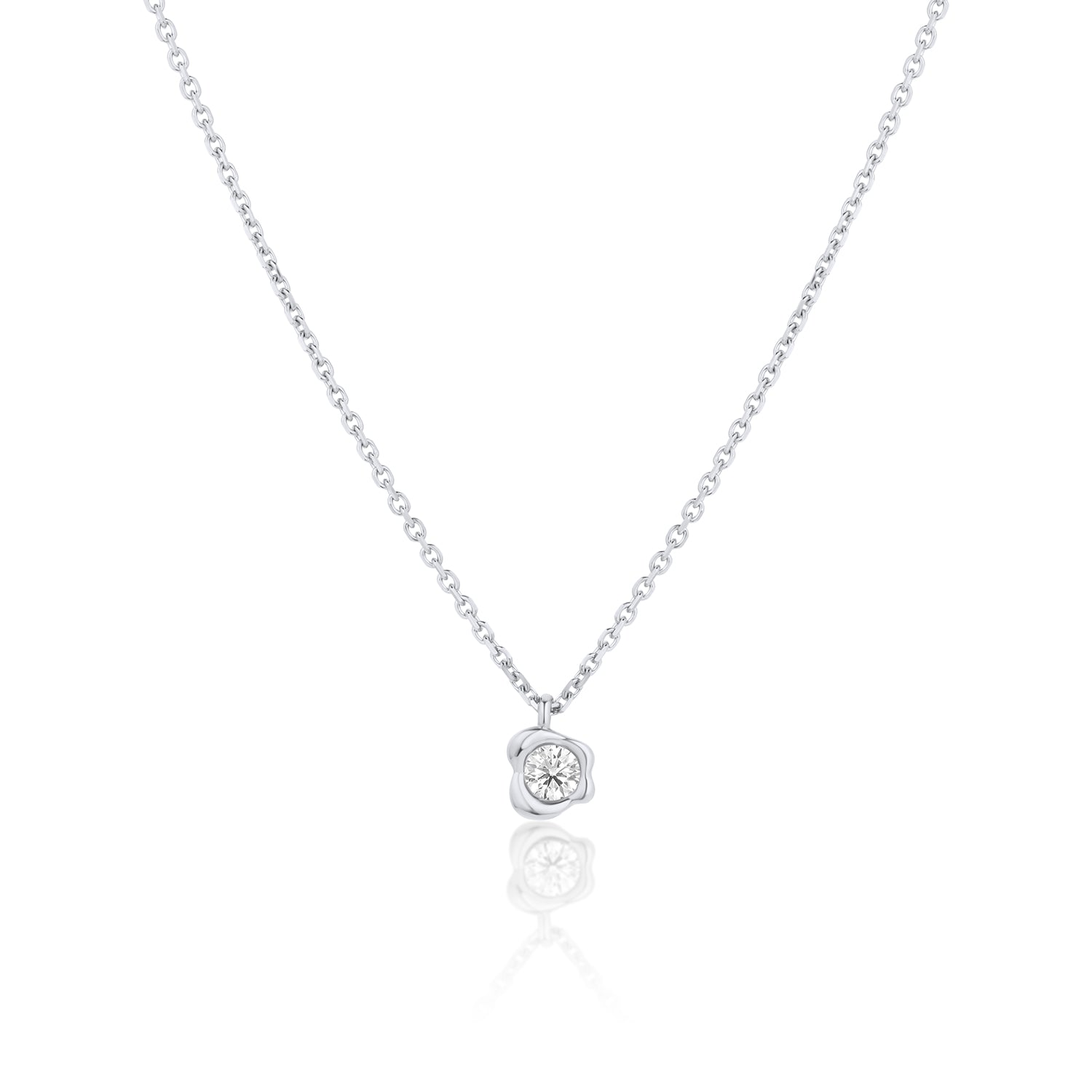 White Diamond Abstract Bezel Necklace [white gold]