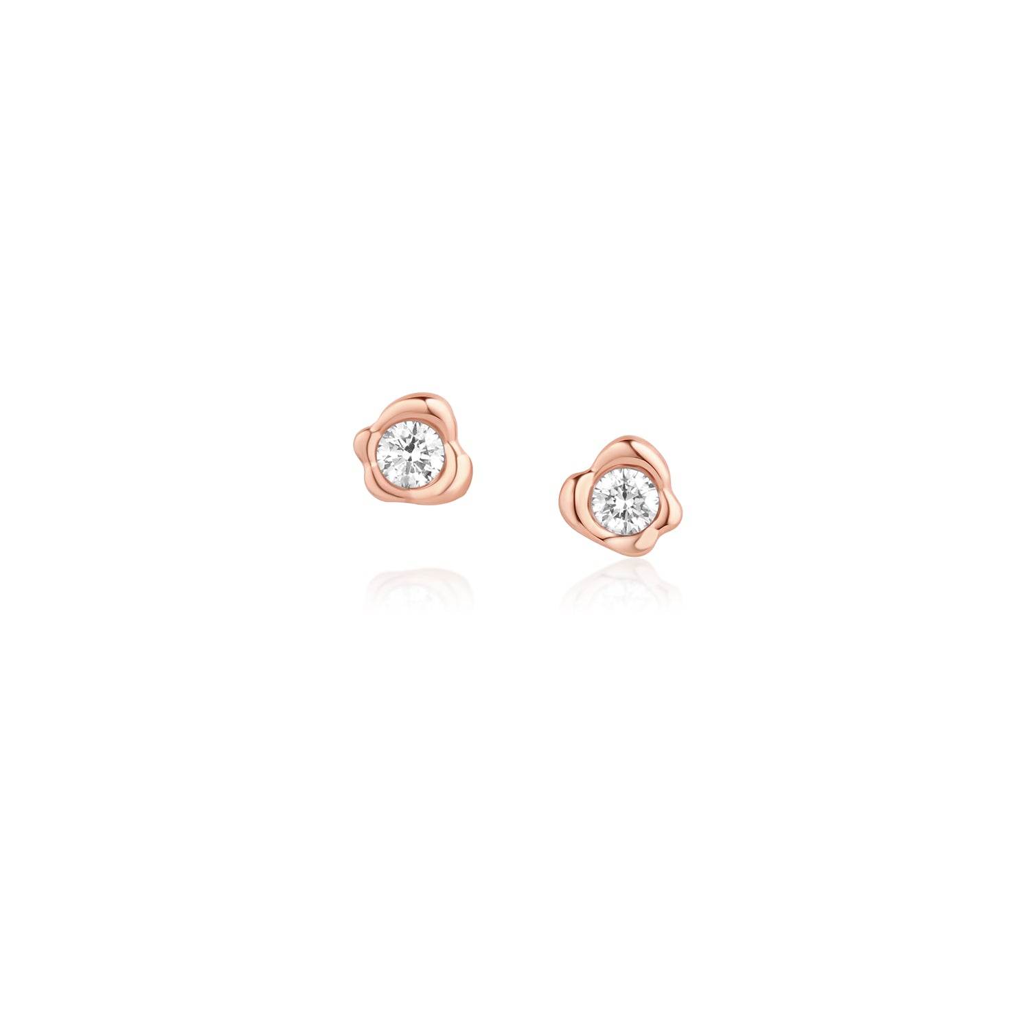 White Diamond Abstract Bezel Studs [Rose Gold]