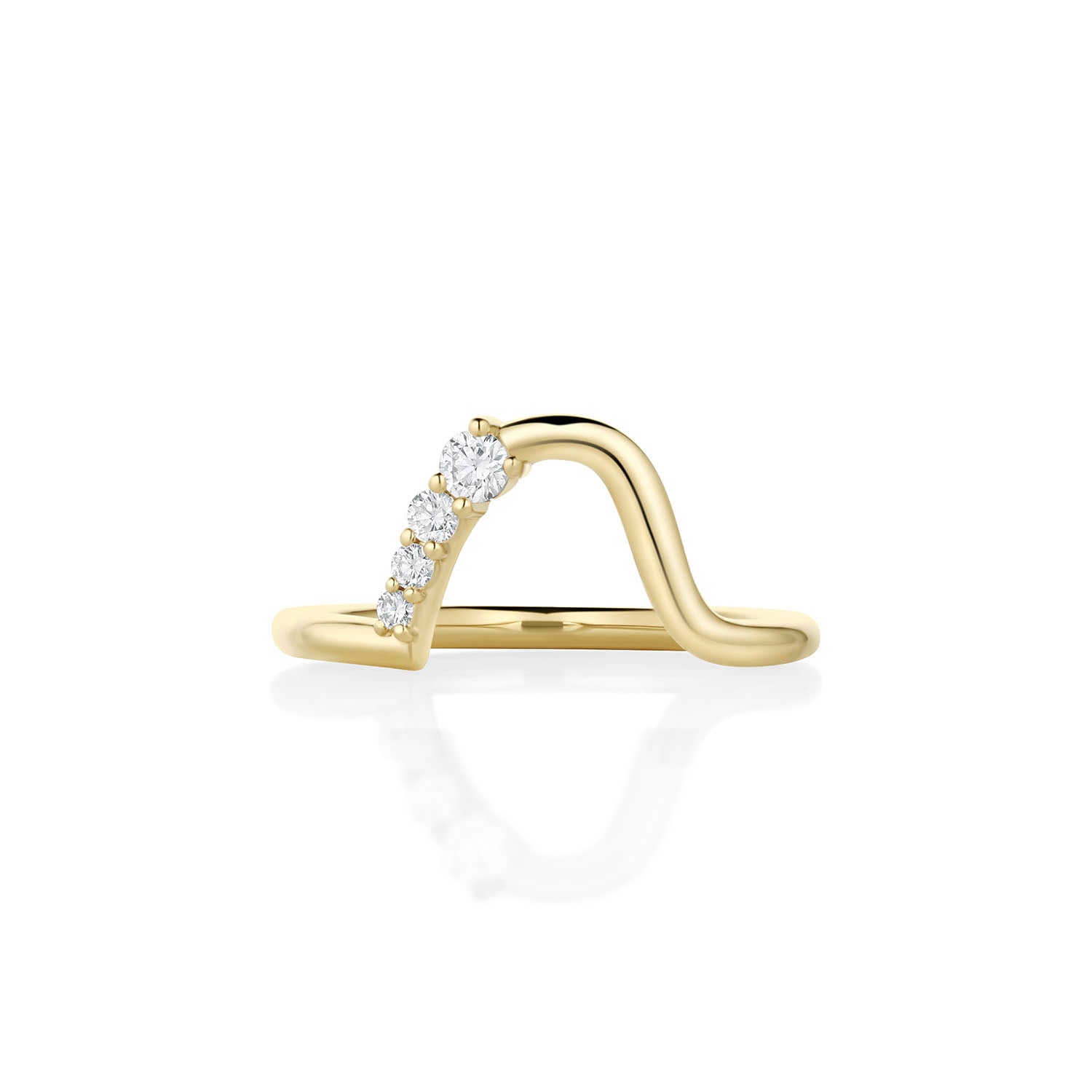 White Diamond Mini Lucy Wave Band [Yellow Gold]