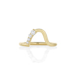 White Diamond Mini Lucy Wave Band [Yellow Gold]