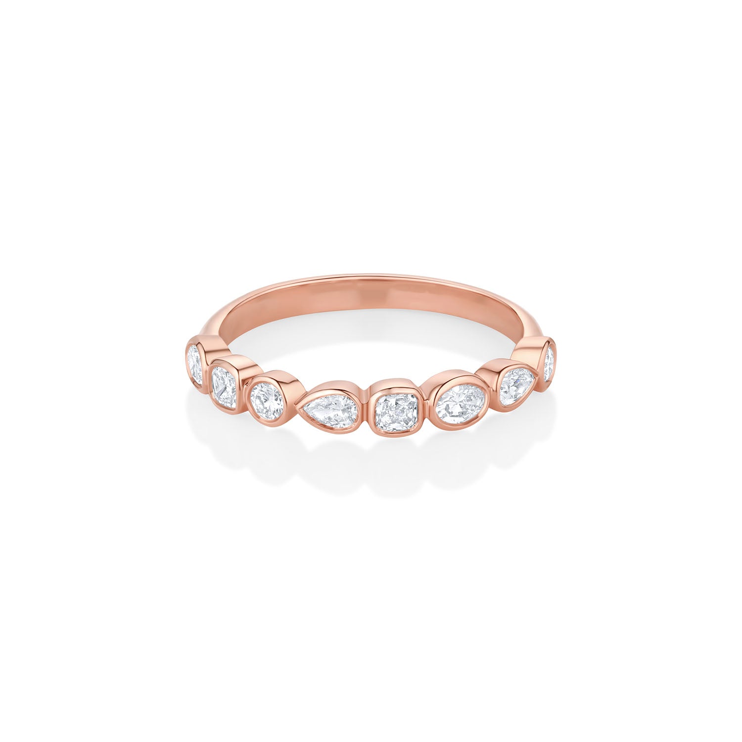 White Diamond Simple Shapes Band [Rose Gold]