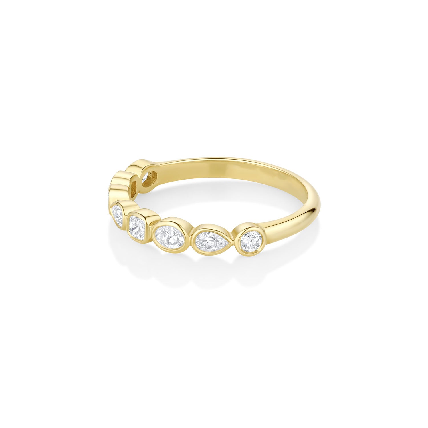 White Diamond Simple Shapes Band Side View [Yellow Gold]