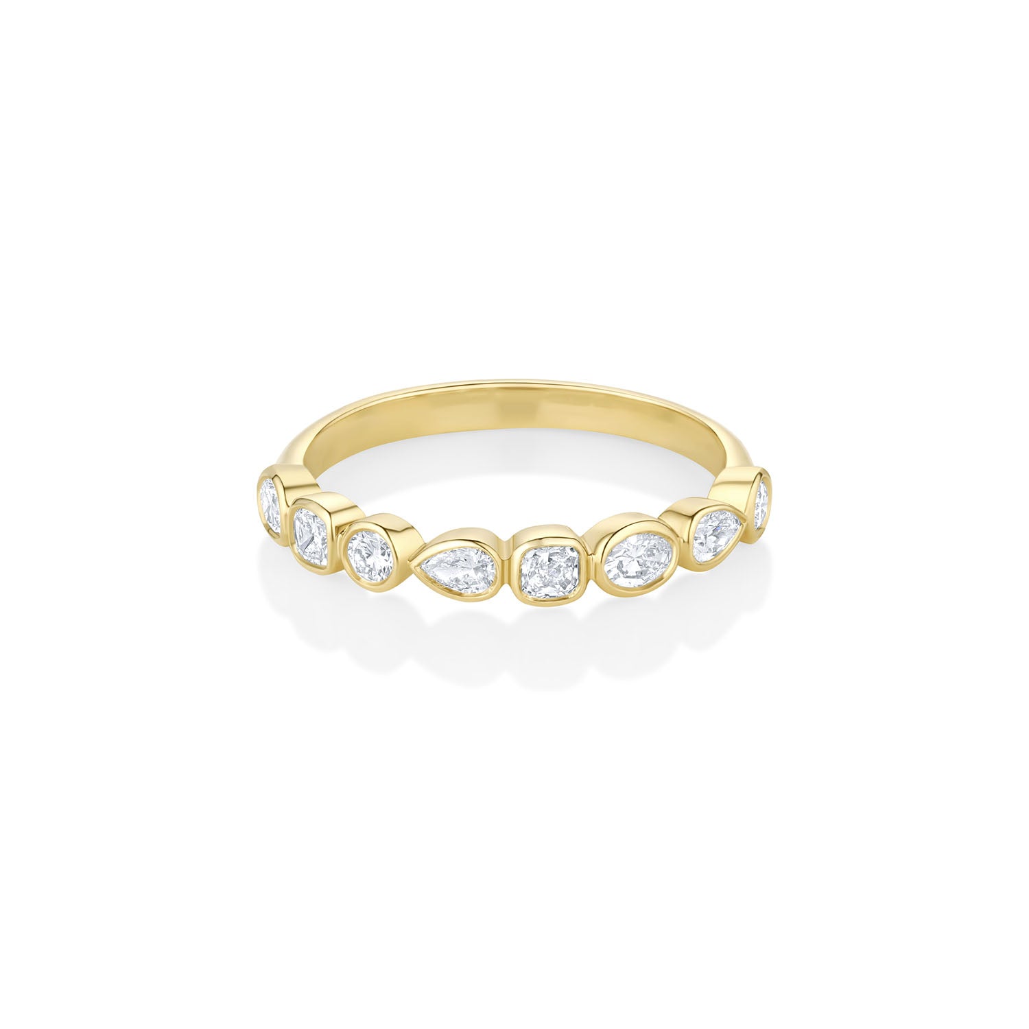 White Diamond Simple Shapes Band [Yellow Gold]