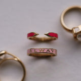 "Always" Gold Memory Ring - Pink Enamel