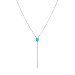 Marrow Fine Jewelry Turquoise Lariat With Solid Gold Dainty Chain [White Gold]