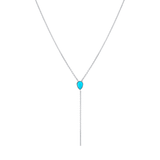 Marrow Fine Jewelry Turquoise Lariat With Solid Gold Dainty Chain [White Gold]