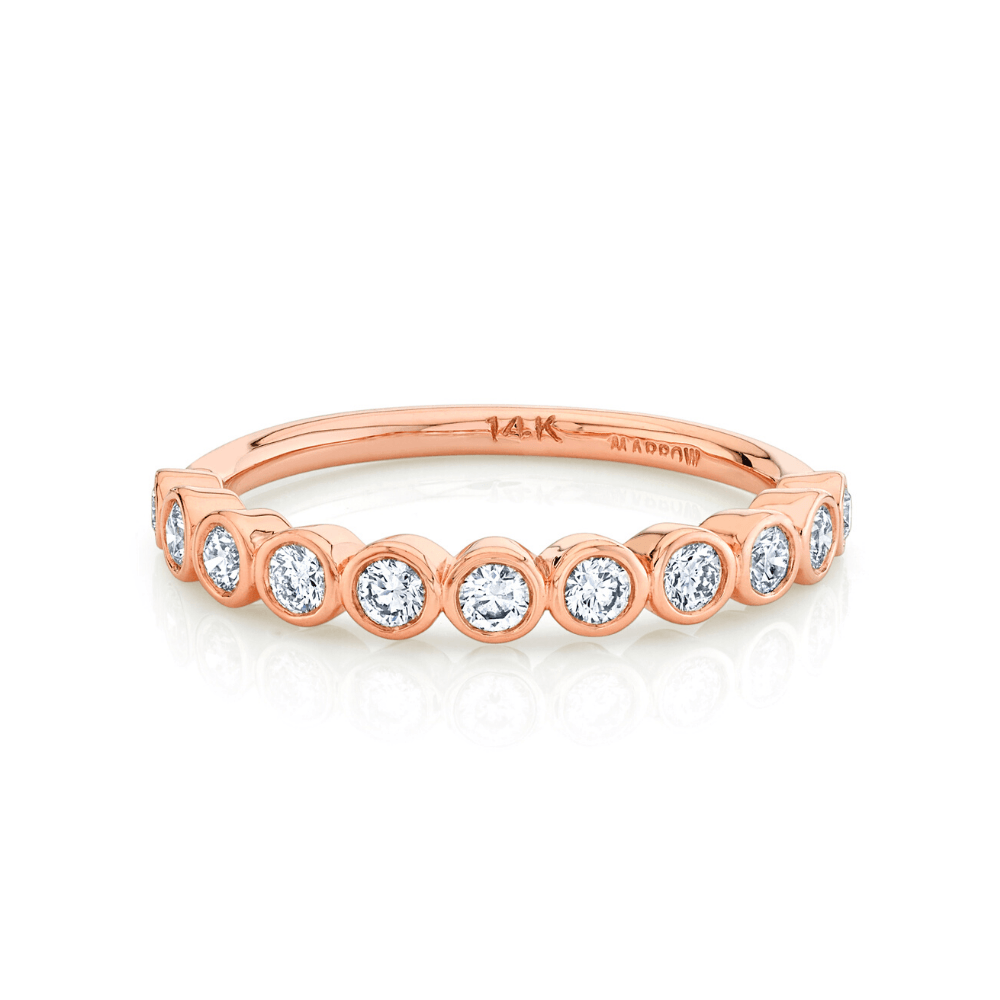 Marrow Fine Jewelry White Diamond Circle Bezel Wedding Band [Rose Gold]