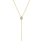 Marrow Fine Jewelry Opal Pear Lariat Solid Gold Chain Necklace [Yellow Gold]