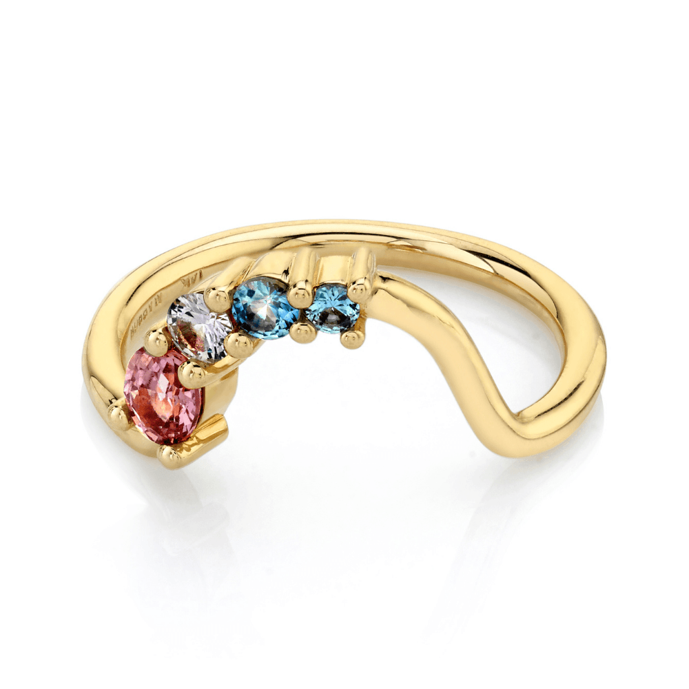 Marrow Fine Jewelry Saying Goodbye Wave Gradient Wave Sapphires Ring [Yellow Gold]