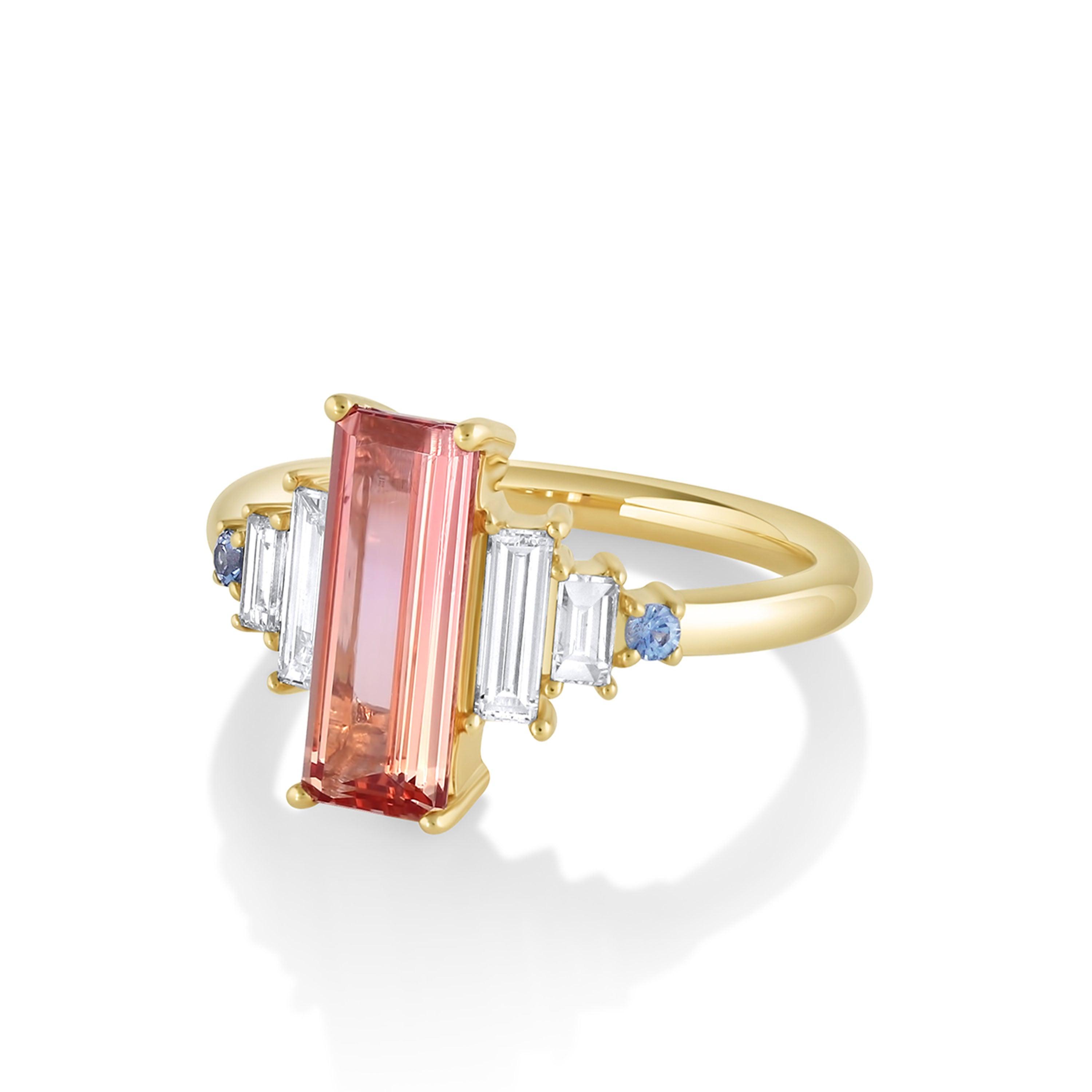 Marrow Fine Jewelry Imperial Topaz White Diamond Baguette Ring [Yellow Gold]