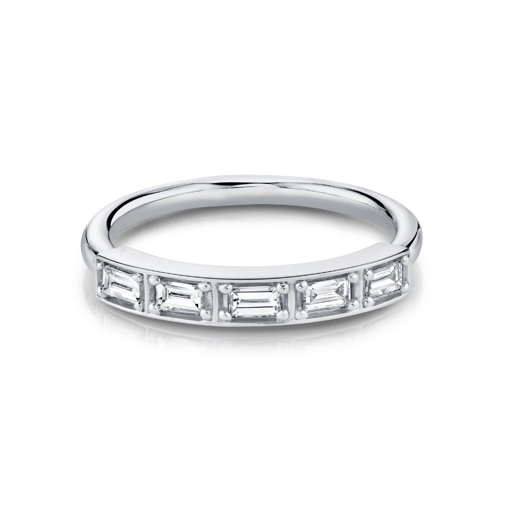 Marrow Fine Jewelry White Diamond Step Cut Stacking Wedding Band [White Gold]