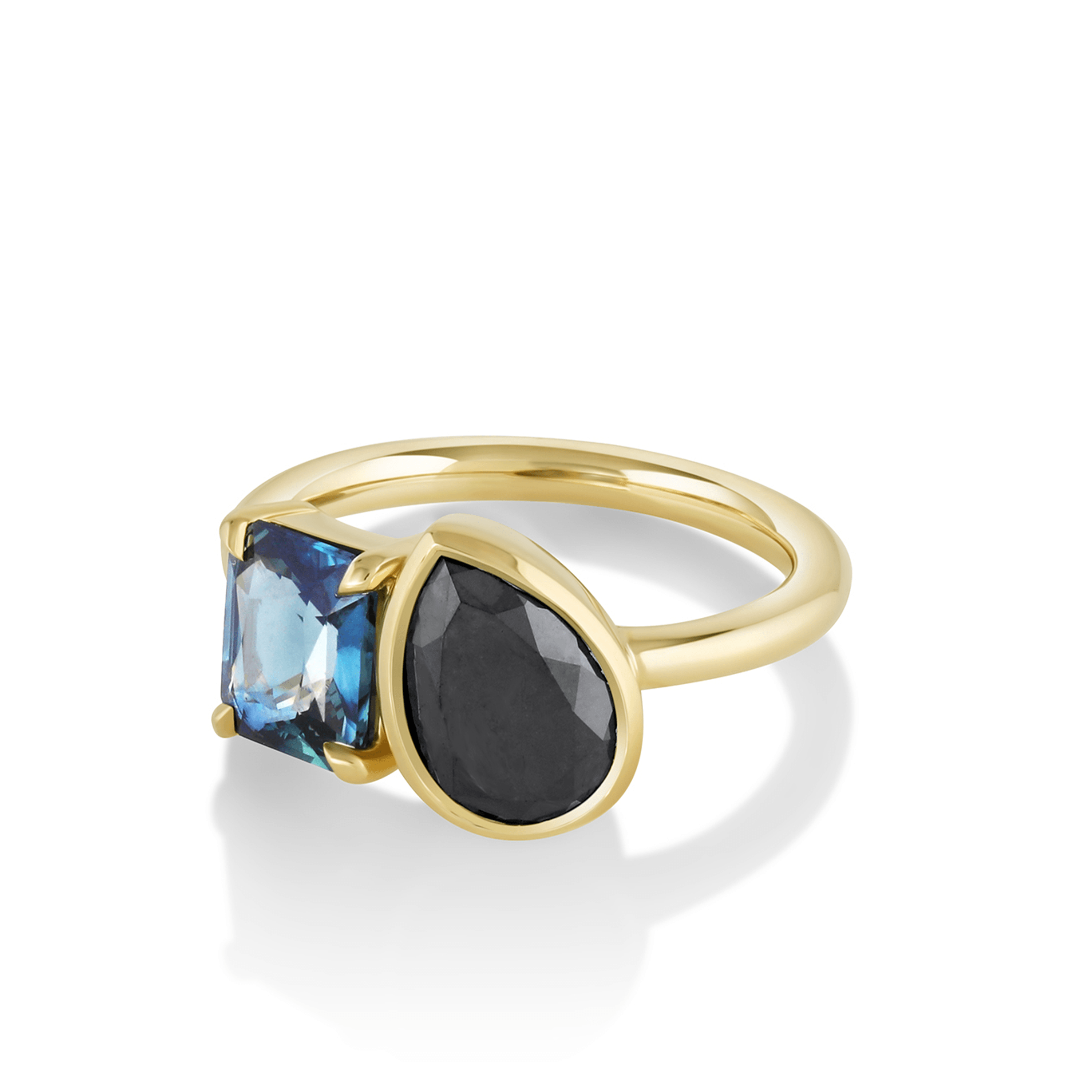 Marrow Fine Jewelry 2ct Black Diamond & Sapphire Toi Et Moi Ring [Yellow Gold]