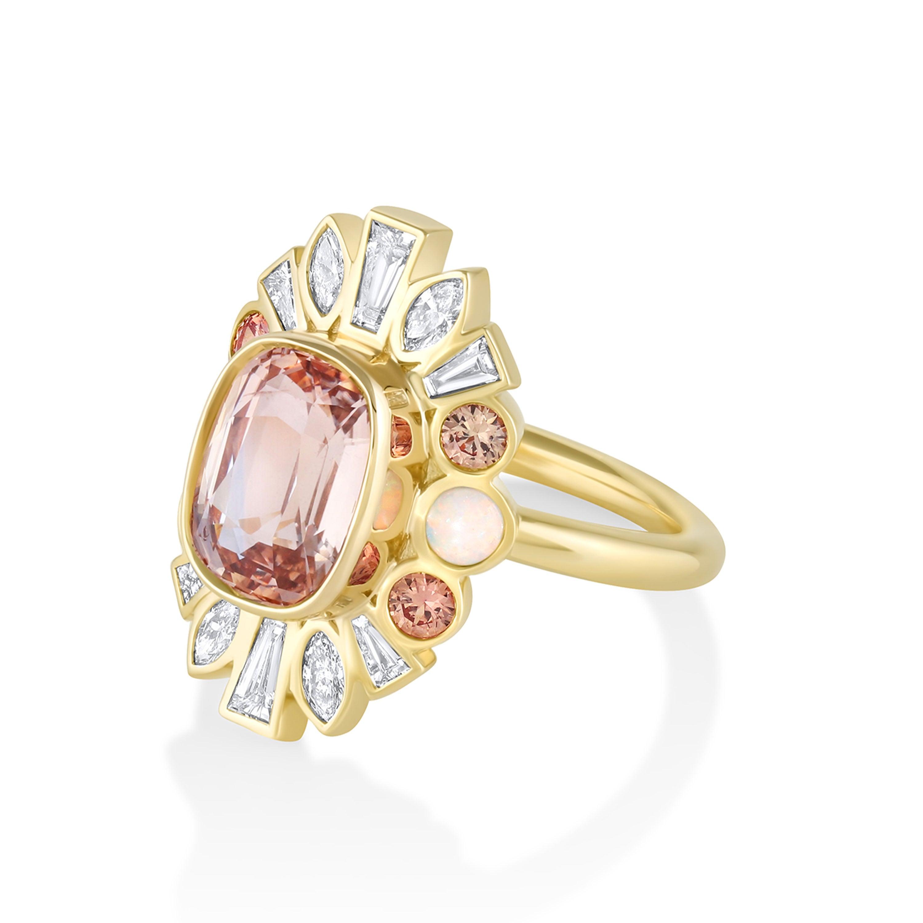 Marrow Fine Jewelry 3.03ct Peach Sapphire Ballerina Ring [Yellow Gold]