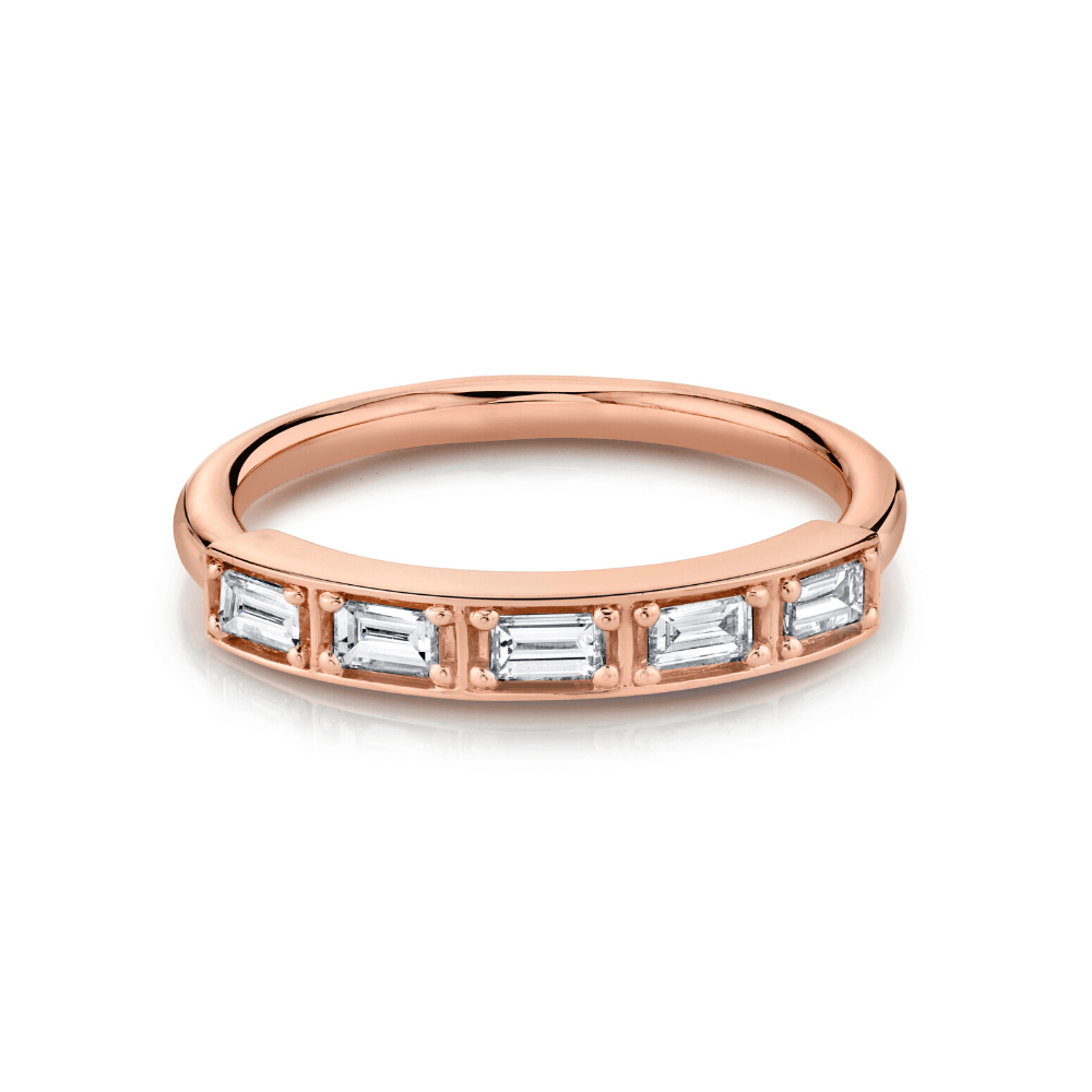 Marrow Fine Jewelry White Diamond Step Cut Stacking Wedding Band [Rose Gold]