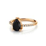 Marrow Fine Jewelry Mini Black Onyx Pear Ring With White Diamond Accents [Rose Gold]