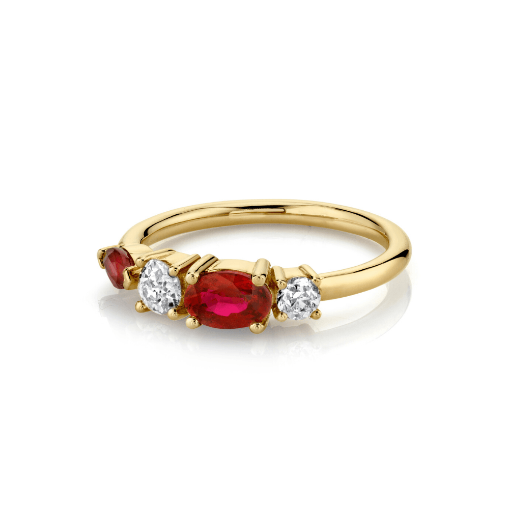 Marrow Fine Jewelry Rubies And White Diamond Cluster Ring [Yellow Gold]