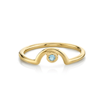 Marrow Fine Jewlery Aquamarine Blue  March Birthstone Arch Band [Yellow Gold]