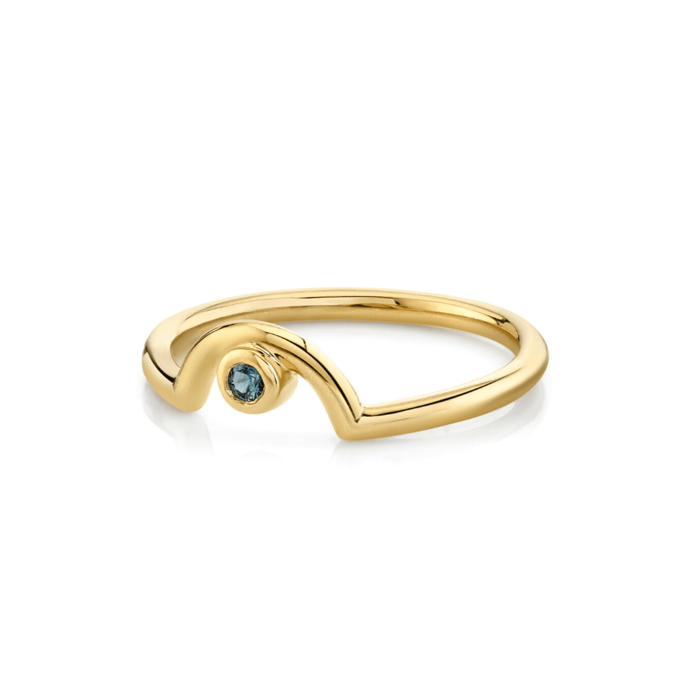 Marrow Fine Jewelry Blue Sapphire September Birthstone Arch Stacking Ring [Yellow Gold]