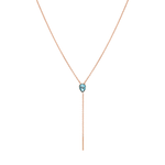 Marrow Fine Jewelry London Blue Topaz Oval Lariat Chain Necklace [Rose Gold]