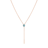 Marrow Fine Jewelry London Blue Topaz Oval Lariat Chain Necklace [Rose Gold]