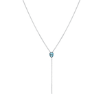 Marrow Fine Jewelry London Blue Topaz Oval Lariat Chain Necklace [White Gold]