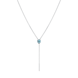 Marrow Fine Jewelry London Blue Topaz Oval Lariat Chain Necklace [White Gold]