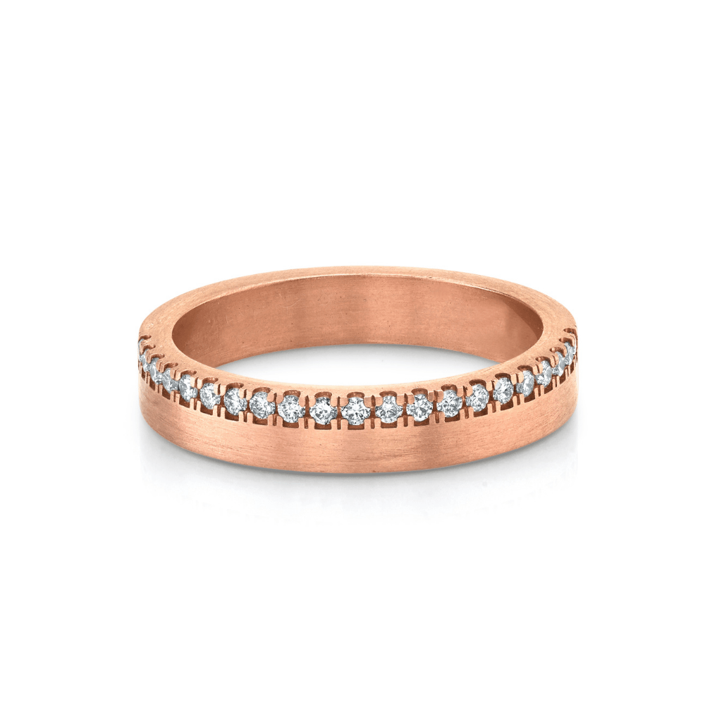 Marrow Fine Jewelry Matte Finish White Diamond Pave Eternity Thick Band [Rose Gold]