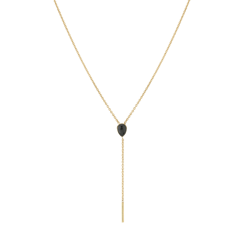 Stillwater Lariat | Black Oynx and Gold Minimalist Necklace – Marrow Fine
