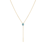 Marrow Fine Jewelry London Blue Topaz Oval Lariat Chain Necklace [Yellow Gold]