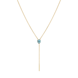 Marrow Fine Jewelry London Blue Topaz Oval Lariat Chain Necklace [Yellow Gold]