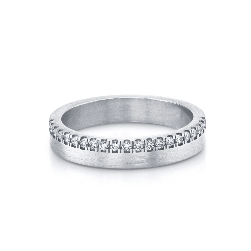 Marrow Fine Jewelry Matte Finish White Diamond Pave Eternity Thick Band [White Gold]